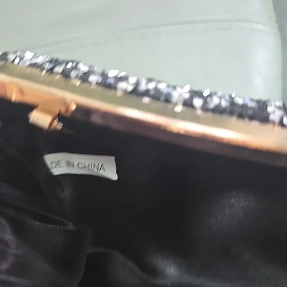 Evening Bag for‎ Women Sparkly Black Silver Rhinestone Clutch